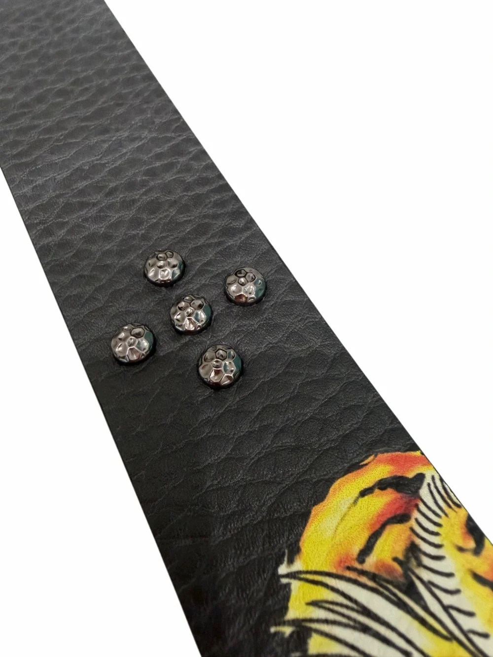 Ed Hardy Black Gray Studded Graphic Tiger‎ Men's Belt Size 38 NWT